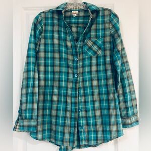 Multi-color Plaid Casual Button Down